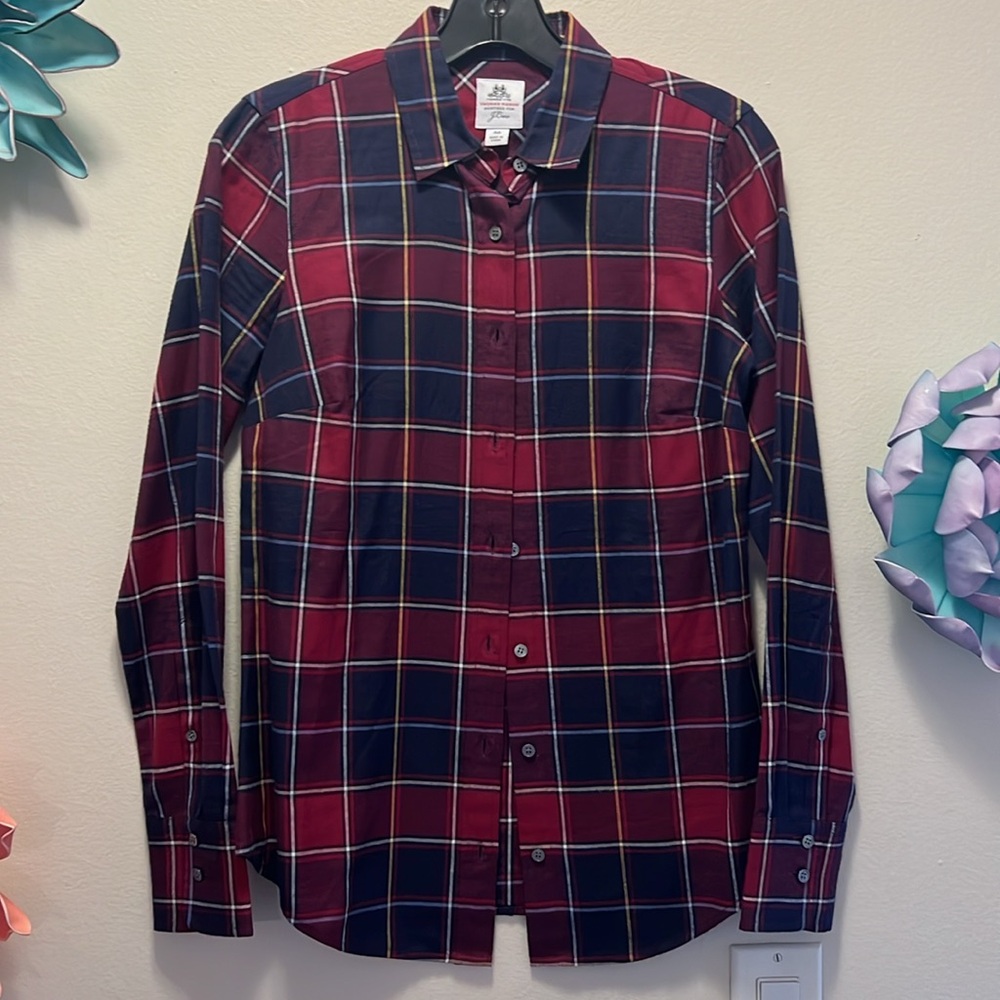 NEW THOMAS MASON for J CREW, PLAID BUTTON DOWN SHIRT SIZE 00